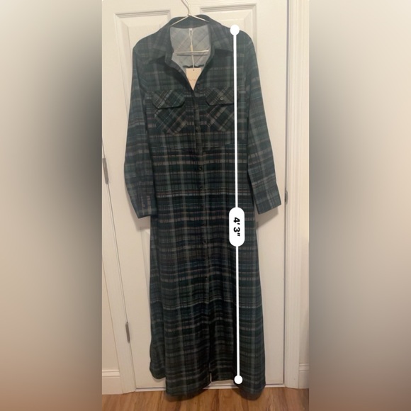Modesees Plaid Button-Front Shirt Dress NWT - Picture 8 of 10